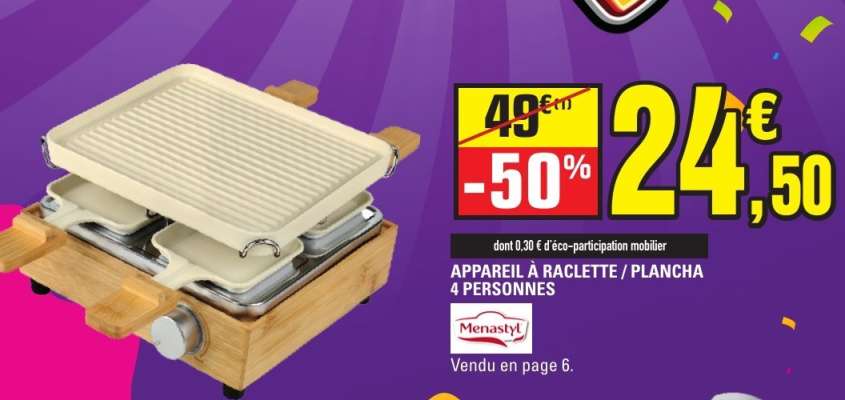 Appareil à raclette / Plancha 4 personnes