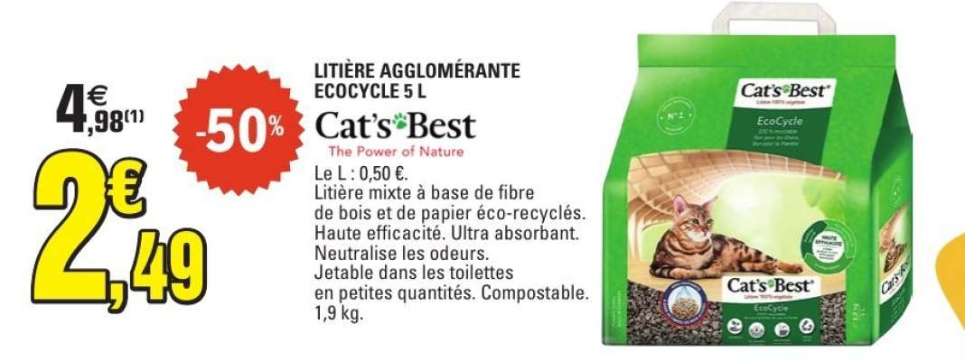 LITIÈRE AGGLOMÉRANTE ECOCYCLE 5 L