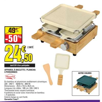 Appareil à raclette / Plancha 4 personnes
