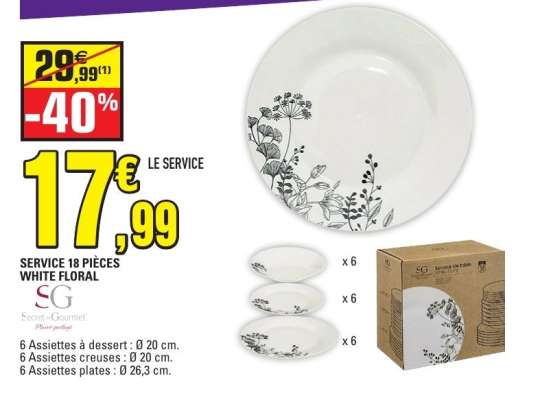 SERVICE 18 PIÈCES WHITE FLORAL