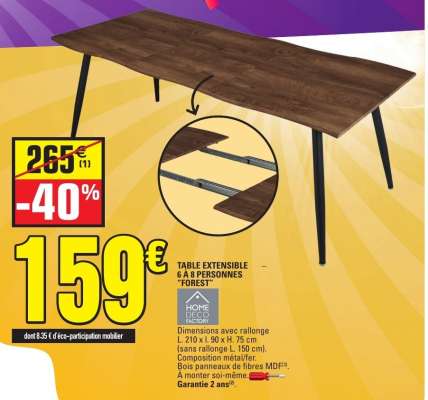 TABLE EXTENSIBLE 6 À 8 PERSONNES 'FOREST'