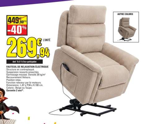 FAUTEUIL DE RELAXATION ÉLECTRIQUE