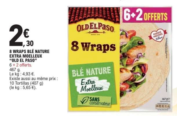 8 WRAPS BLÉ NATURE EXTRA MOELLEUX “OLD EL PASO”