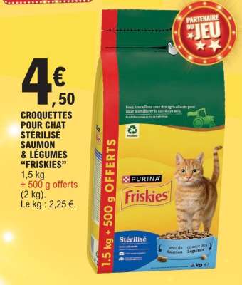 CROQUETTES POUR CHAT STÉRILISÉ SAUMON & LÉGUMES “FRISKIES”