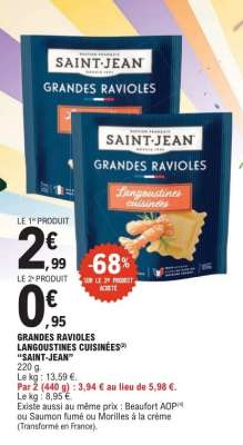 GRANDES RAVIOLES LANGOUSTINES CUISINÉES "SAINT-JEAN"