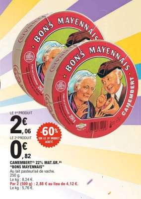 CAMEMBERT 22% MAT.GR. 'BONS MAYENNAIS'