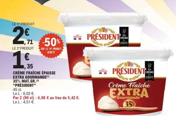 CRÈME FRAÎCHE ÉPAISSE EXTRA GOURMANDE 35% MAT.GR. "PRÉSIDENT"
