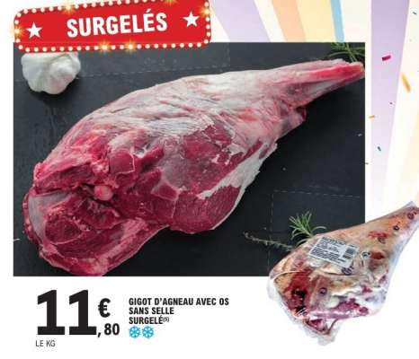 Gigot d'agneau avec os sans selle surgelé