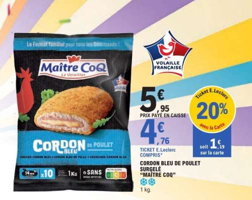 Cordon Bleu de Poulet Surgelé Maître Coq