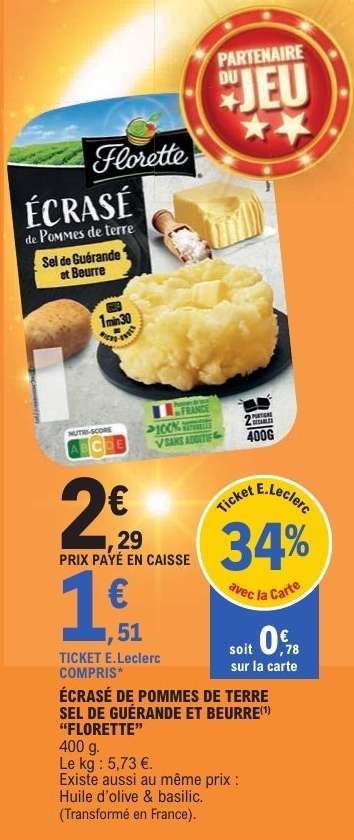 ÉCRASÉ DE POMMES DE TERRE SEL DE GUÉRANDE ET BEURRE "FLORETTE"