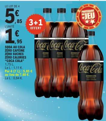 Soda au Cola Zéro Caféine Zéro Sucres Zéro Calories "Coca Cola"