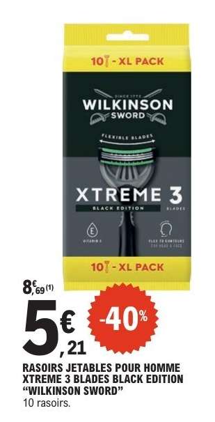 RASOIRS JETABLES POUR HOMME XTREME 3 BLADES BLACK EDITION "WILKINSON SWORD"