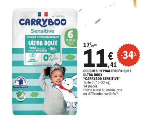 COUCHES HYPOALLERGÉNIQUES ULTRA DOUX “CARRYBOO SENSITIVE”