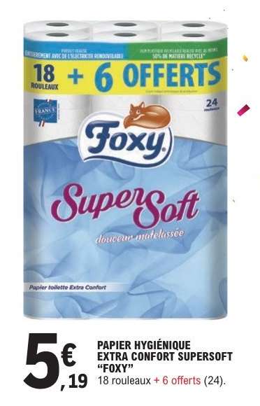 PAPIER HYGIÉNIQUE EXTRA CONFORT SUPERSOFT “FOXY”