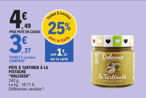 PÂTE À TARTINER À LA PISTACHE “DOLCIOSO”