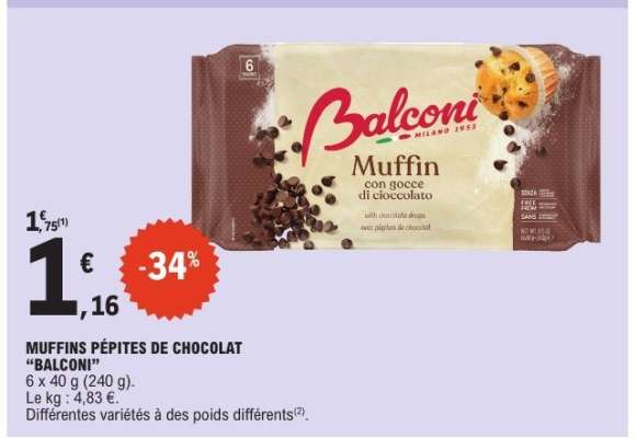 MUFFINS PÉPITES DE CHOCOLAT “BALCONI”
