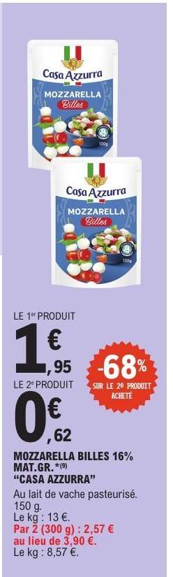 MOZZARELLA BILLES 16% MAT.GR. CASA AZZURRA