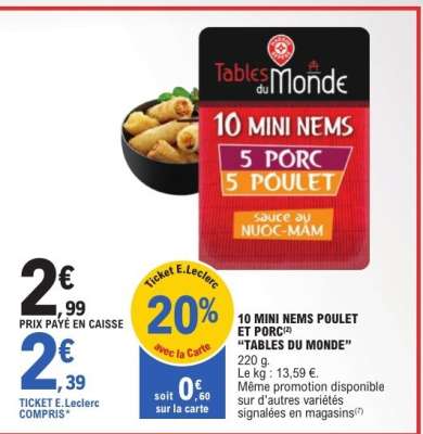 10 MINI NEMS POULET ET PORC