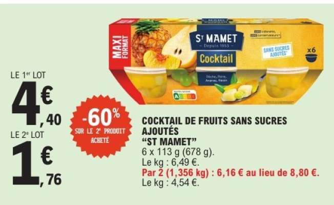 Cocktail de fruits sans sucres ajoutés "St Mamet"
