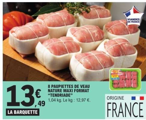 8 Paupiettes de Veau Nature Maxi Format 'Tendriade'