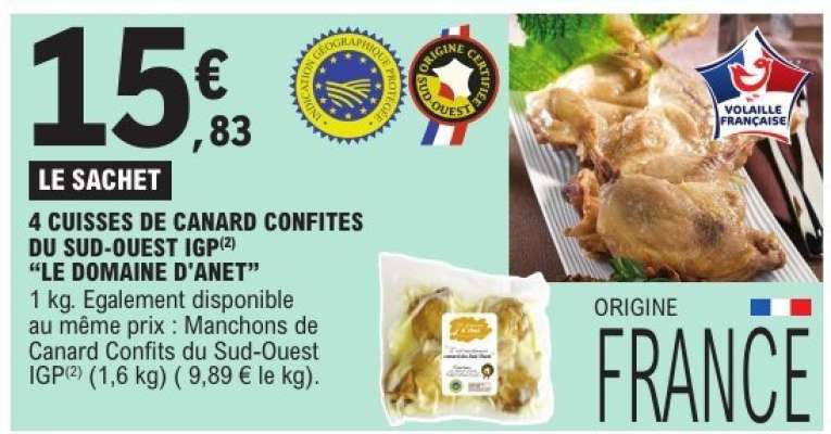 4 CUISSES DE CANARD CONFITES DU SUD-OUEST IGP 'LE DOMAINE D'ANET'