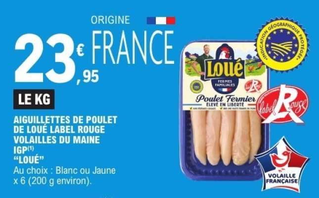 AIGUILLETTES DE POULET DE LOUE LABEL ROUGE VOLAILLES DU MAINE IGP