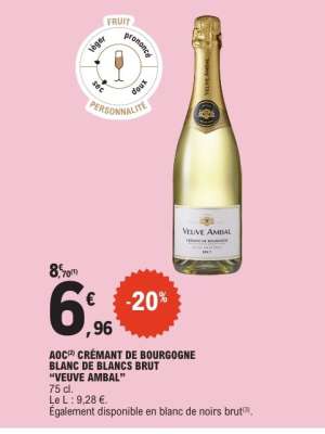 AOC Crémant de Bourgogne Blanc de Blancs Brut 'Veuve Ambal'
