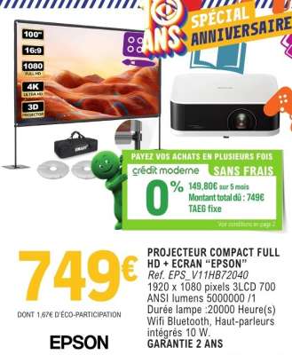 PROJECTEUR COMPACT FULL HD + ECRAN “EPSON”