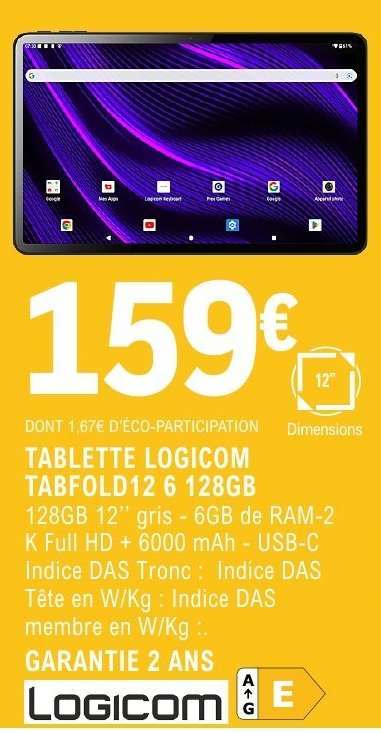TABLETTE LOGICOM TABFOLD12 6 128GB