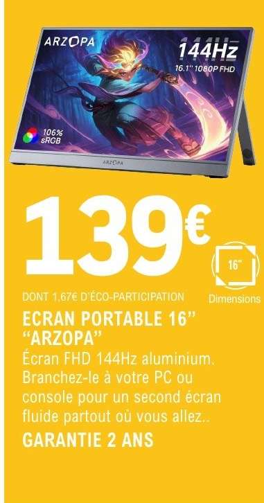 ECRAN PORTABLE 16” “ARZOPA”