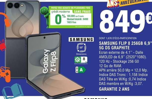 SAMSUNG FLIP 8 256GB 6,9" 5G DS GRAPHITE
