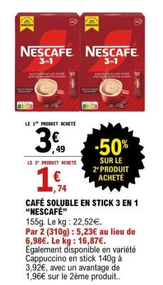 Café soluble en stick 3 en 1 “Nescafé”
