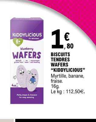 BISCUITS TENDRES WAFERS "KIDDYLICIOUS"