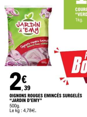 OIGNONS ROUGES ÉMINCÉS SURGELÉS 'JARDIN D’EMY'