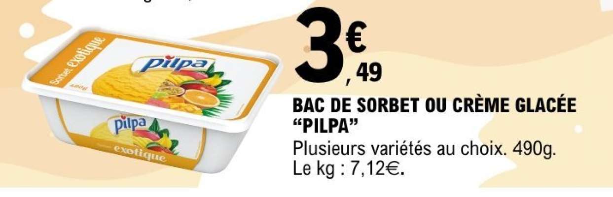 Bac de sorbet ou crème glacée 'Pilpa'