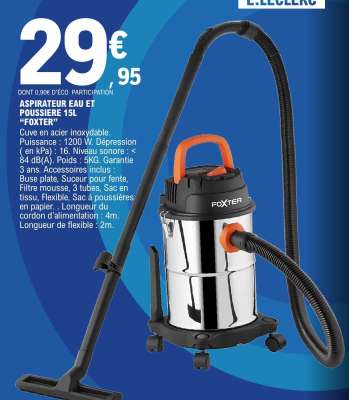 ASPIRATEUR EAU ET POUSSIÈRE 15L "FOXTER"