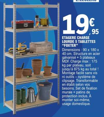 ÉTAGÈRE CHARGE LOURDE 5 TABLETTES 'FOXTER'