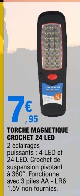 TORCHE MAGNETIQUE CROCHET 24 LED