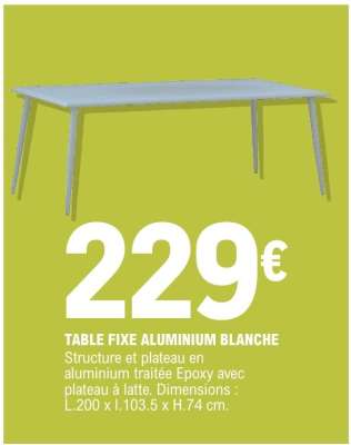 TABLE FIXE ALUMINIUM BLANCHE