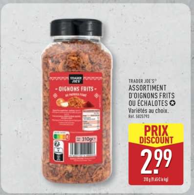 TRADER JOE'S ASSORTIMENT D'OIGNONS FRITS OU ÉCHALOTES