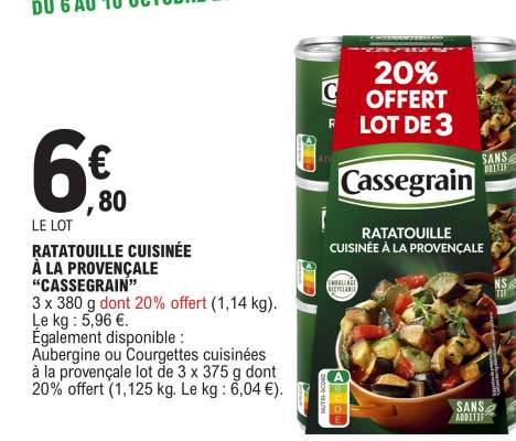 Ratatouille Cuisinée À La Provençale Cassegrain