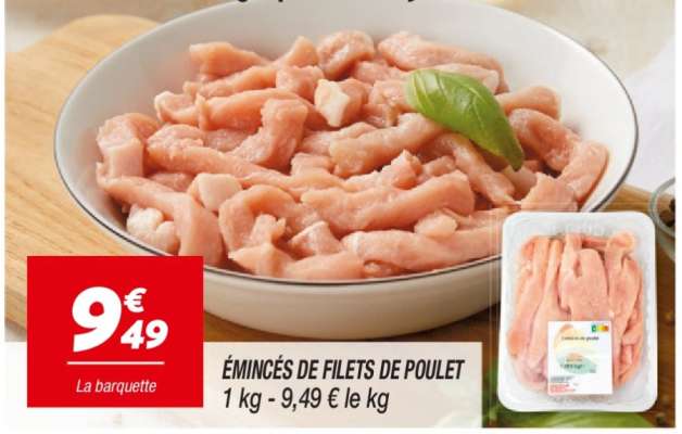 Émincés de filets de poulet