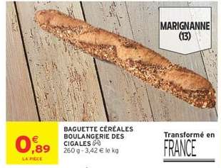 BAGUETTE CÉRÉALES BOULANGERIE DES CIGALES