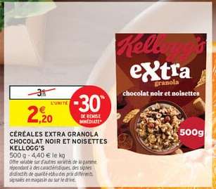 Céréales Extra  Granola Chocolat Noir Et Noisettes Kellogg's