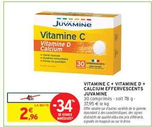VITAMINE C + VITAMINE D + CALCIUM EFFERVESCENTS JUVAMINE