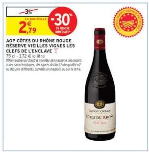 AOP CÔTES DU RHÔNE ROUGE RÉSERVE VIEILLES VIGNES LES CLEFS DE L'ENCLAVE