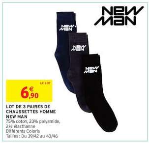 Lot de 3 paires de chaussettes homme New Man