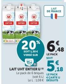 LAIT UHT ENTIER U