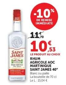 RHUM AGRICOLE AOC MARTINIQUE SAINT JAMES 40°