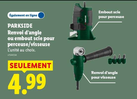 PARKSIDE Renvoi d'angle ou embout scie pour perceuse/visseuse